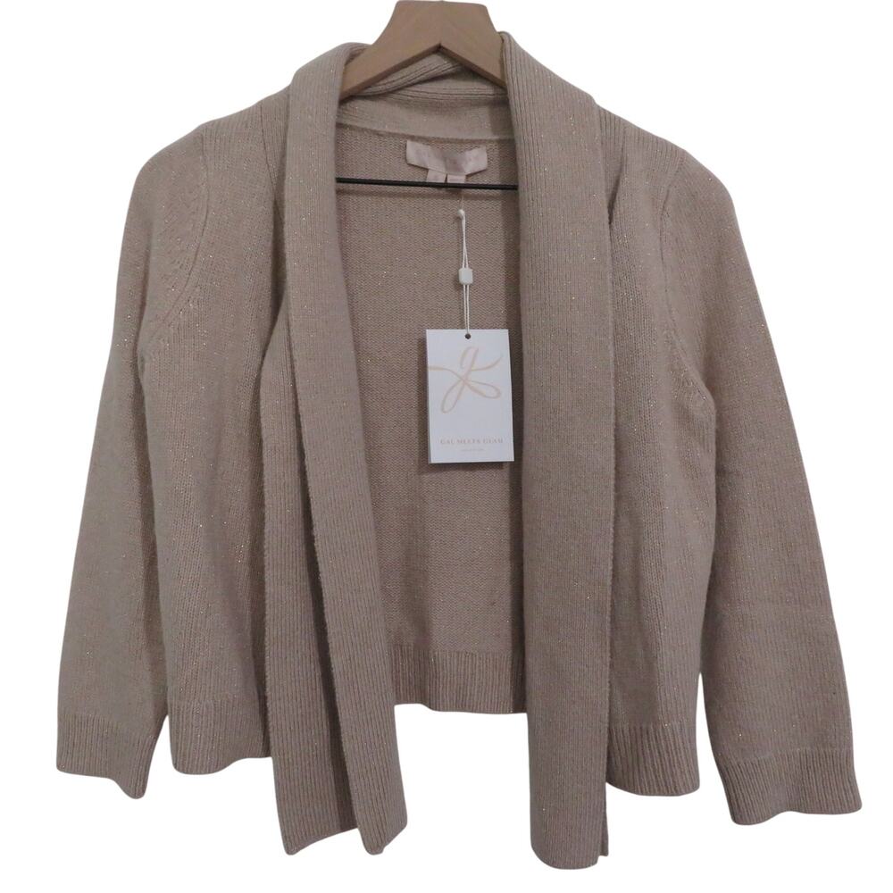 Gal Meets Glam Womens Sz S Blush Spar Taupe Open Front Cardigan Soft Knit Cozy